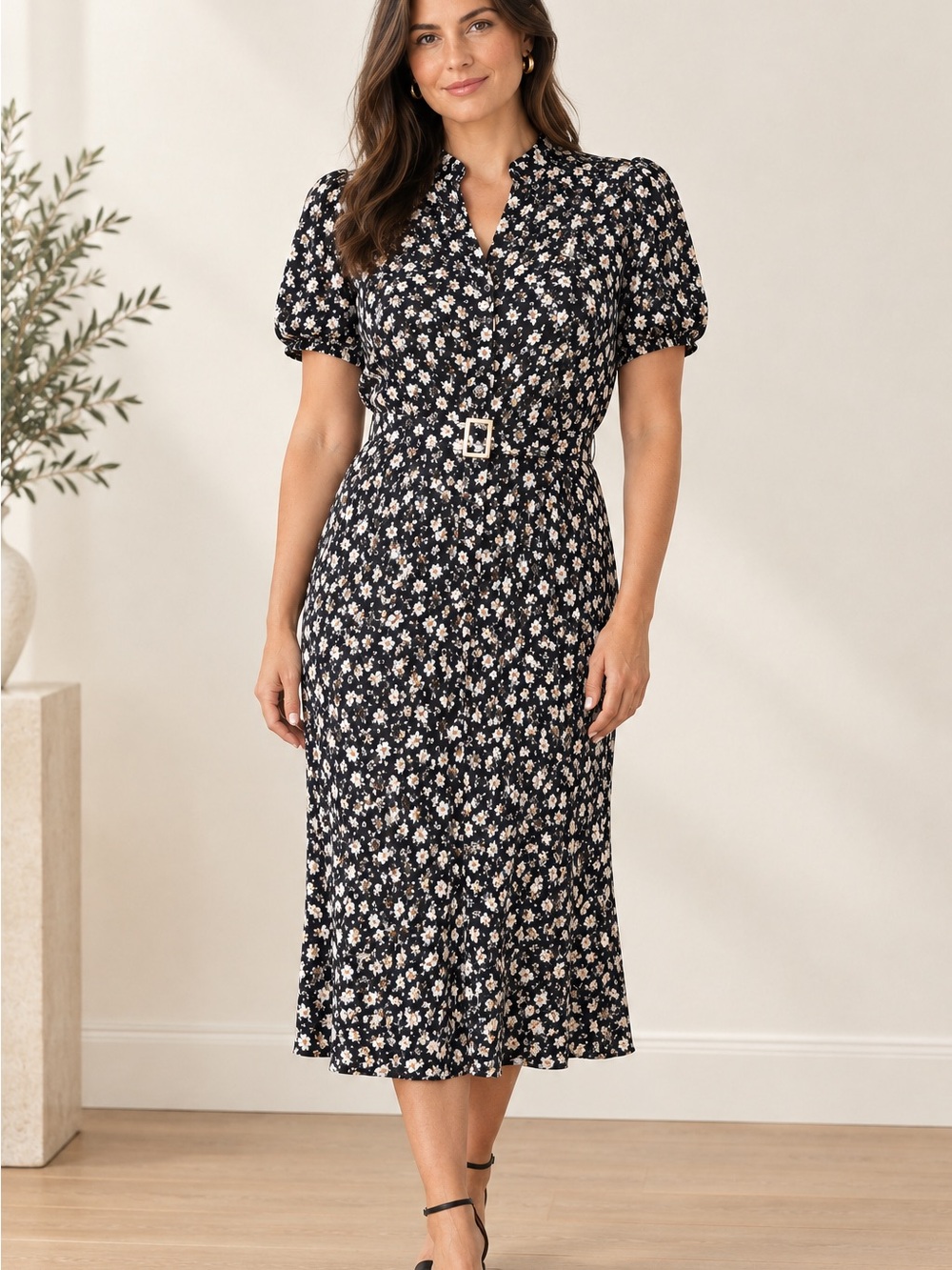 RLR Silk Dress 40s inspired belted Sz 14P